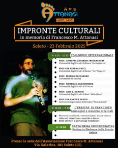 Impronte Culturali, Soleto - Ventennale scomparsa di Francesco M. Attanasi 2005-2025